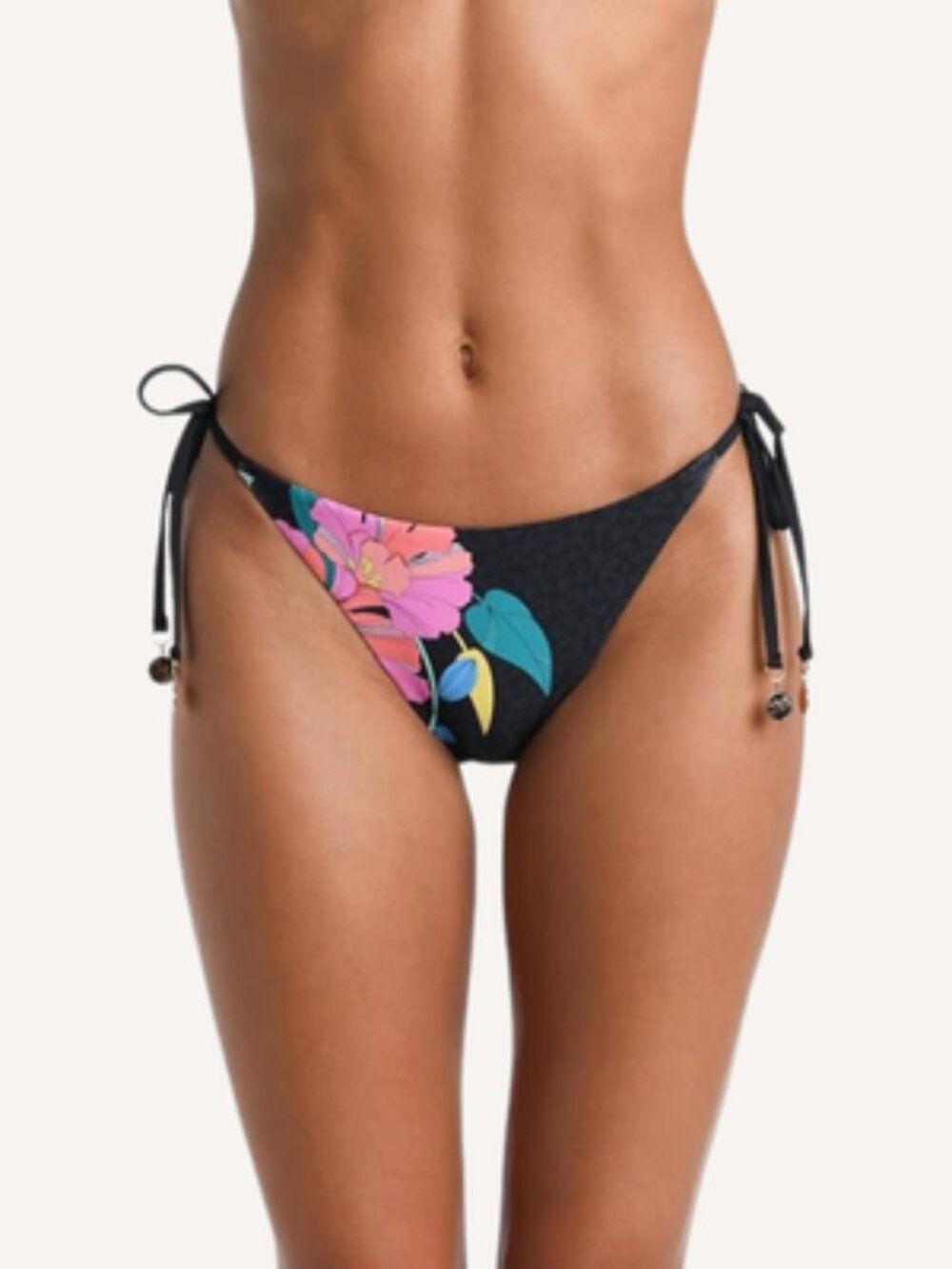 SUNSHINE 79 Black Floral Bikini Bottom | Tropical Swim | Size 14